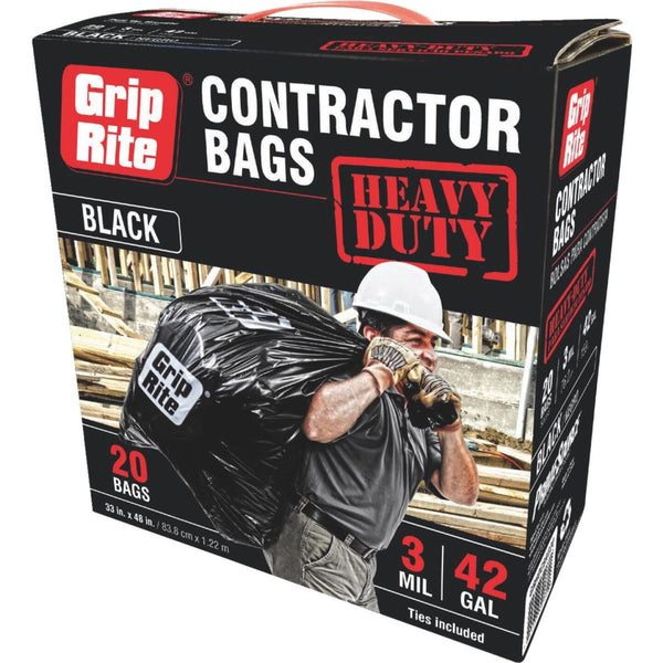 Grip-Rite 42 Gal. Heavy-Duty Contractor Black Trash Bag (20-Count